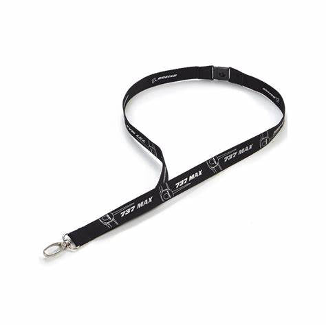 B737 MAX Black Metallic Lanyard